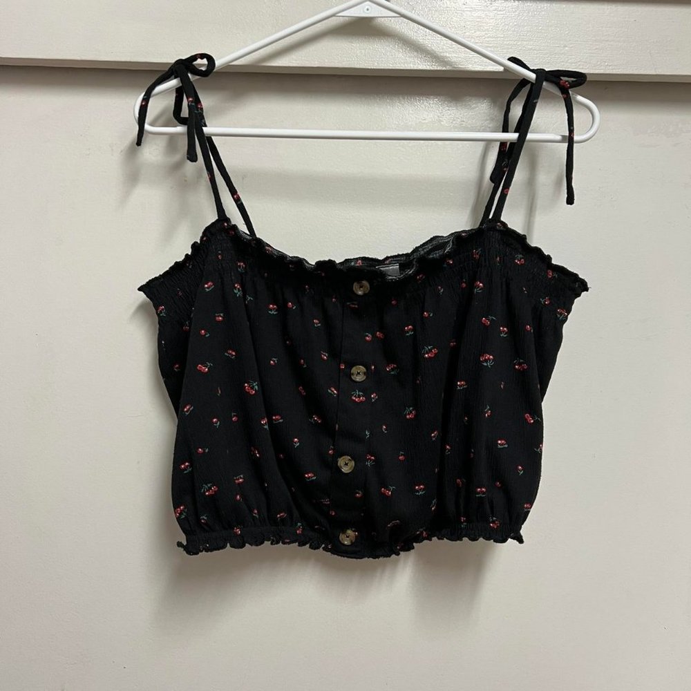 H&M Printed Cherries Smocked Tank Top
